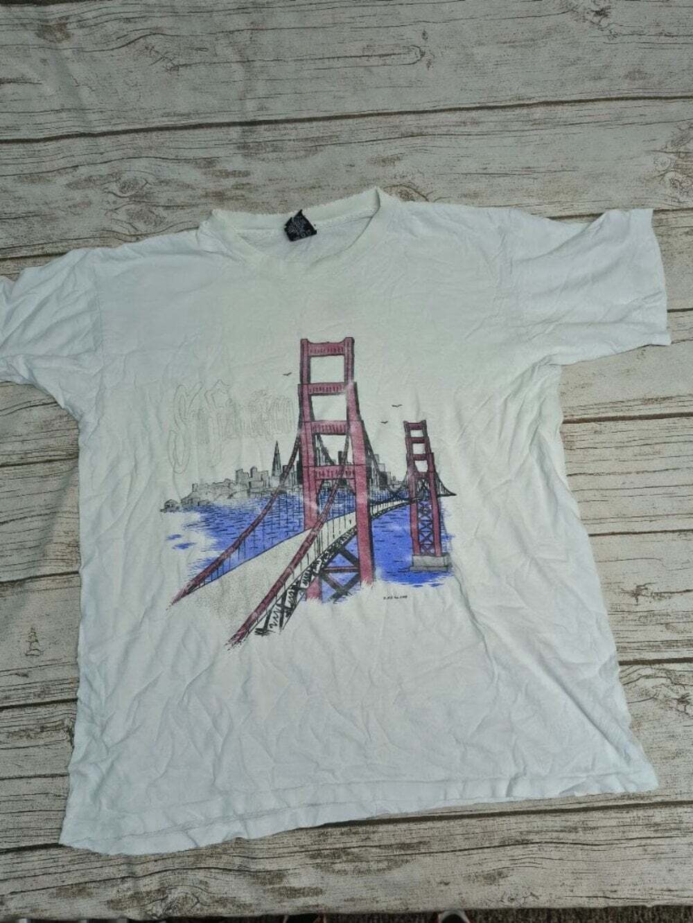 No Fear Vintage 1995 White San Francisco Bridge T-Shirt Size Large